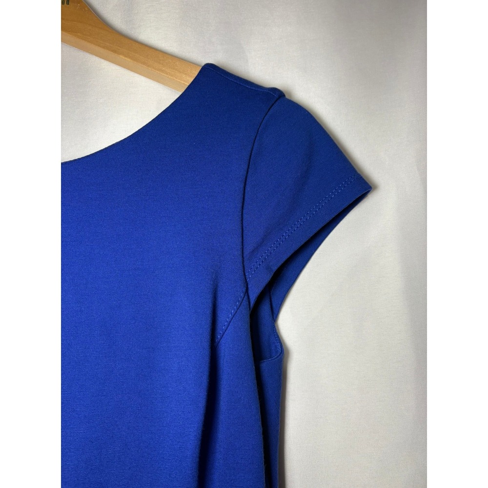 Banana Republic Royal Blue Peplum Sheath Dress Cap Sleeve Ponte Knit Sz 4 - Picture 4 of 10